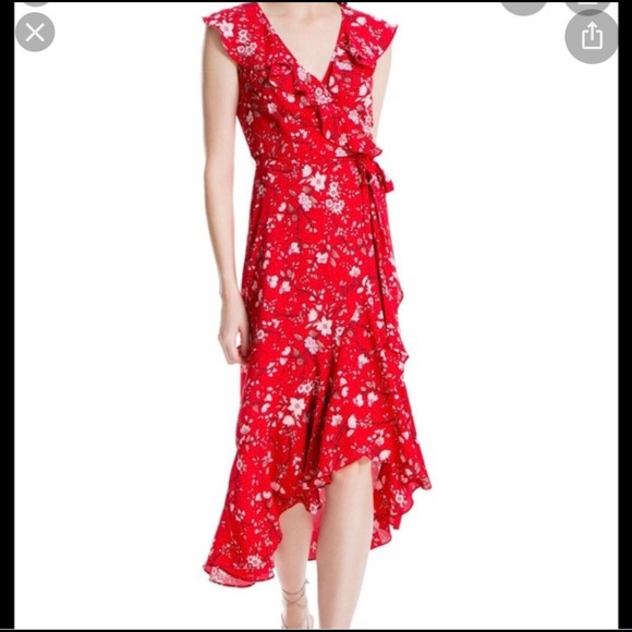 max studio red wrap dress